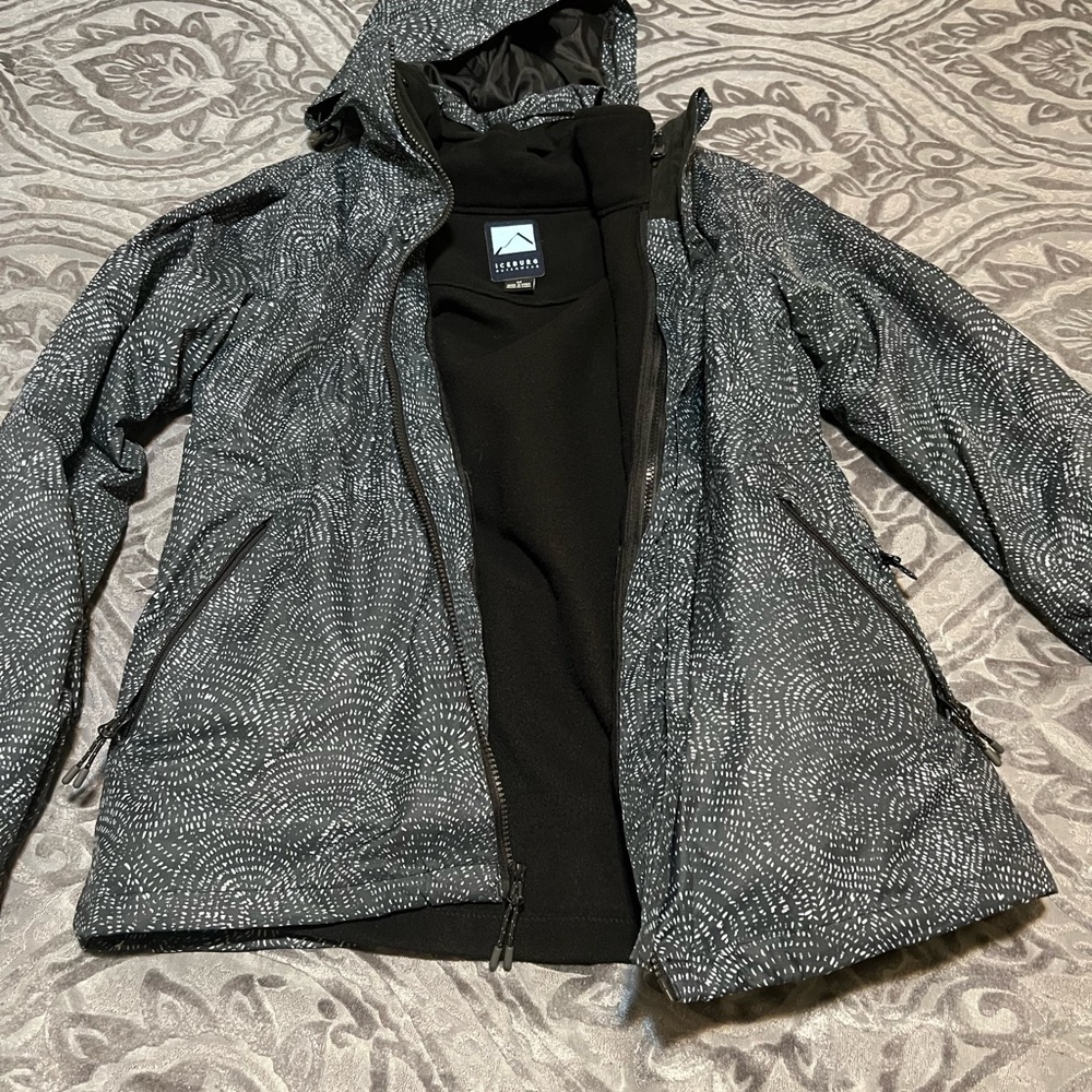 Gray Hooded Raincoat with Soft Lining